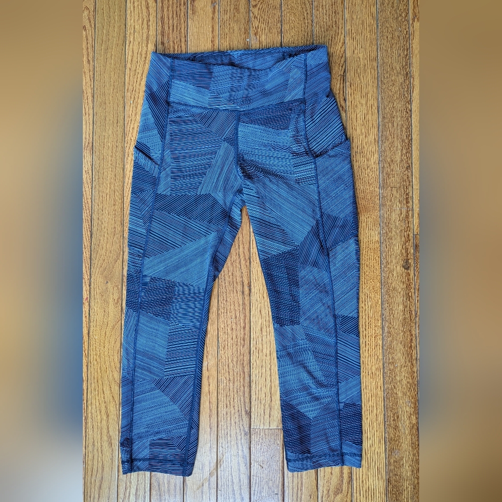 Lululemon W6AK7S Speed Up Crop 21" Inseam Leggings Etch Hail Midnight Navy Sz 6